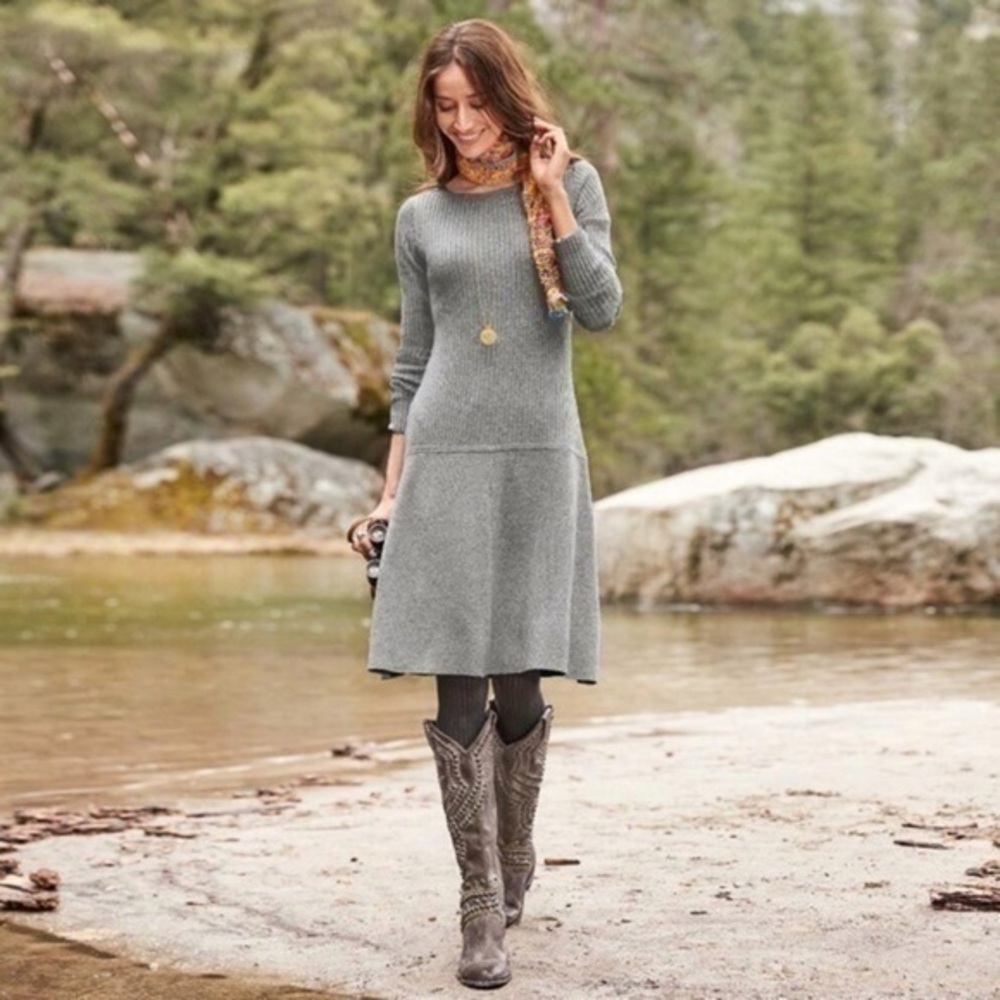 Sundance Tierney Gray Merino Wool Sweater Dress size small